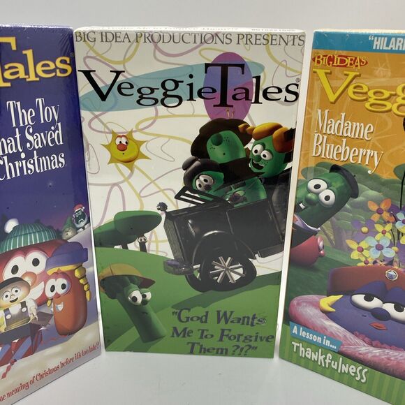 VeggieTales God Wants Me To Forgive Them VHS Video Tape Neon Green NEW Sealed +2 - Picture 3 of 9